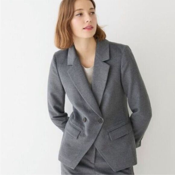 Blazer Veja J Crew Crew Devon Blazer In Drapery Flannel Graphite 14 - Main Image